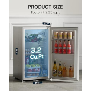 Upstreman 3.2 Cu.Ft All-Refrigerator Mini Fridge - Sleek Silver Design for Home and Office