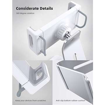 Lamicall Tablet Stand - Adjustable 360° Mount for iPad & Tablets