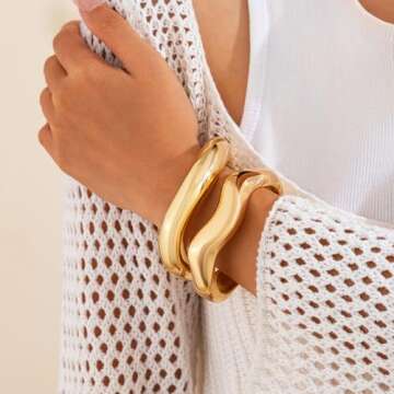 Stylish Salircon Gold Bangle Bracelets for Women - Trendy & Elegant