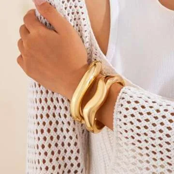 Stylish Salircon Gold Bangle Bracelets for Women - Trendy & Elegant