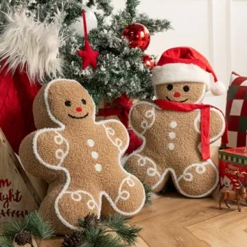 Phantoscope Plush Gingerbread Man Pillow for Holiday Decor
