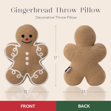 Phantoscope Plush Gingerbread Man Pillow for Holiday Decor