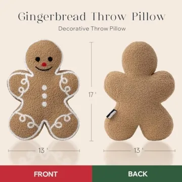 Phantoscope Plush Gingerbread Man Pillow for Holiday Decor
