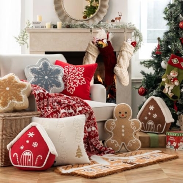Phantoscope Plush Gingerbread Man Pillow for Holiday Decor