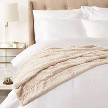 Amazon Basics Faux Fur Throw Blanket - Luxurious 63x87 Inch Comfort