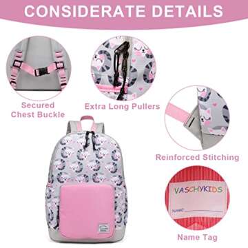 VASCHY Backpack for Little Girls, Cute Lightweight Water Resistant Preschool Backpack for Kindergarten Bookbag Cats