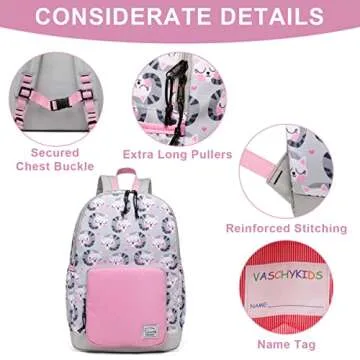 VASCHY Backpack for Little Girls, Cute Lightweight Water Resistant Preschool Backpack for Kindergarten Bookbag Cats