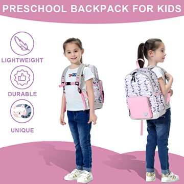 VASCHY Backpack for Little Girls, Cute Lightweight Water Resistant Preschool Backpack for Kindergarten Bookbag Cats