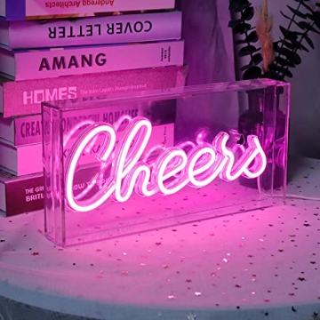 CHEERS Neon Sign Warm LED Light for Party Bar Decor