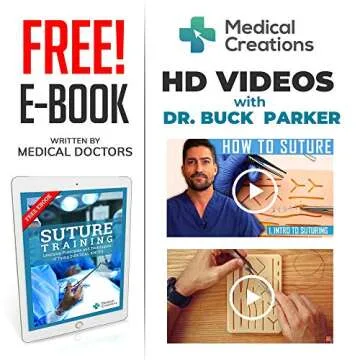 Medical Creations Suture Practice Kit with Suturing Video Series by Board-Certified Surgeon and Eboo...