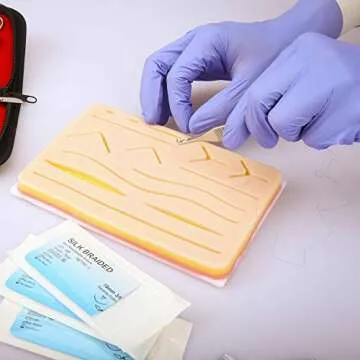Medical Creations Suture Practice Kit with Suturing Video Series by Board-Certified Surgeon and Ebook Training Guide - Silicone Suturing Pad with Tool Kit - for Any Student in The Medical Field