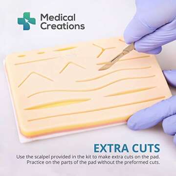 Medical Creations Suture Practice Kit with Suturing Video Series by Board-Certified Surgeon and Ebook Training Guide - Silicone Suturing Pad with Tool Kit - for Any Student in The Medical Field