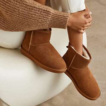 Weestep Women's Classic Faux Fur Slip On Winter Ankle Snow Boots(5, Brown)