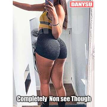 Danysu Sexy Shorts for Women Butt Lifting Scrunch Butt Shorts Workout Booty Shorts Fishnet Black Small
