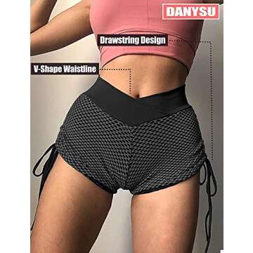 Danysu Sexy Shorts for Women Butt Lifting Scrunch Butt Shorts Workout Booty Shorts Fishnet Black Small