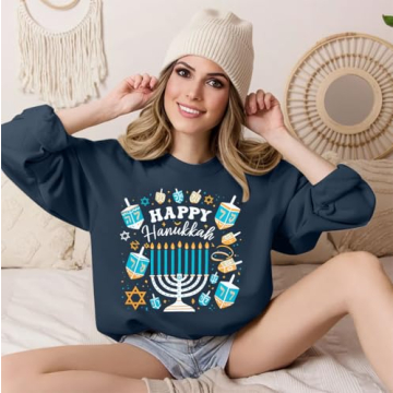 ASTANFY Ugly Hanukkah Sweater Women Stylish Holiday Top