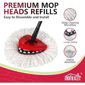HOMEXCEL Mop Replacement Heads Compatible with O-Cedar EasyWring Spin Mops 4 Pack-Washable Microfiber Spin Head Refills-Easy Cleaning Mop Head Replacement