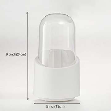 Lebenrich Rotating Makeup Brush Holder with Dustproof Lid