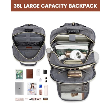 LOVEVOOK Laptop Backpack for Women, Unisex Large Capacity Travel Anti-theft Bag, Business Work Computer Backpacks Purse College Bag for Men, Casual Hiking Daypack, 17 Inch, Grey