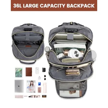 LOVEVOOK Laptop Backpack for Women, Unisex Large Capacity Travel Anti-theft Bag, Business Work Computer Backpacks Purse College Bag for Men, Casual Hiking Daypack, 17 Inch, Grey