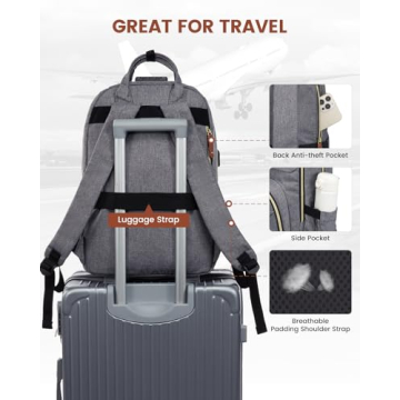 LOVEVOOK Laptop Backpack for Women, Unisex Large Capacity Travel Anti-theft Bag, Business Work Computer Backpacks Purse College Bag for Men, Casual Hiking Daypack, 17 Inch, Grey