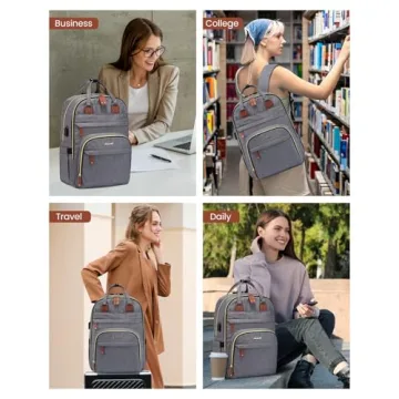 LOVEVOOK Laptop Backpack for Women, Unisex Large Capacity Travel Anti-theft Bag, Business Work Computer Backpacks Purse College Bag for Men, Casual Hiking Daypack, 17 Inch, Grey