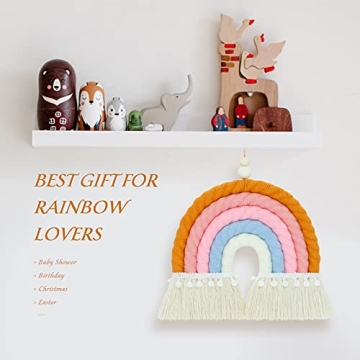NIXX YU Macrame Rainbow Wall Hanging for Kids Decor