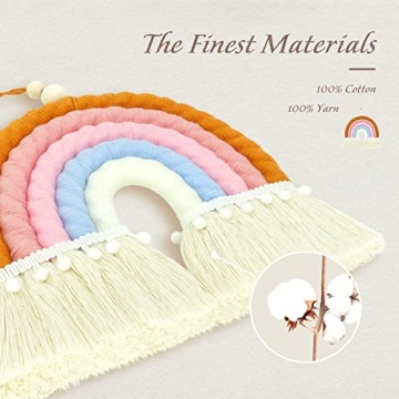 NIXX YU Macrame Rainbow Wall Hanging for Kids Decor