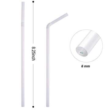 200 Count 100% Plant-Based Wrapped Compostable Straws - Plasticless Biodegradable Flexible Drinking Straws - A Fantastic Eco Friendly Alternative to Plastic Straws