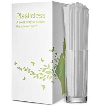 200 Count 100% Plant-Based Wrapped Compostable Straws - Plasticless Biodegradable Flexible Drinking Straws - A Fantastic Eco Friendly Alternative to Plastic Straws