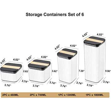 UNIKON Food Storage Containers Airtight Plastic Canisters, Food Canisters for Kitchen Pantry Organiz...