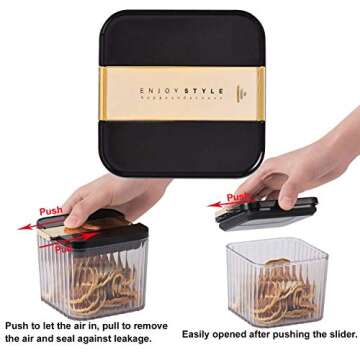 UNIKON Food Storage Containers Airtight Plastic Canisters, Food Canisters for Kitchen Pantry Organization and Storage (Black, 6PCS)