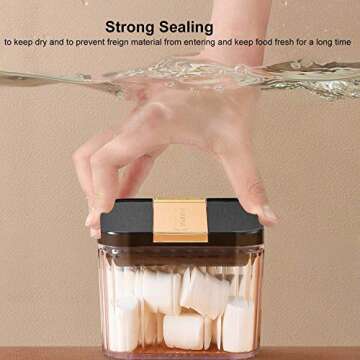 UNIKON Food Storage Containers Airtight Plastic Canisters, Food Canisters for Kitchen Pantry Organization and Storage (Black, 6PCS)