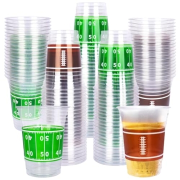Gatherfun 100 Pcs 16oz Football Plastic Cups - Football Parties and Tailgate Events, Disposable & Co...