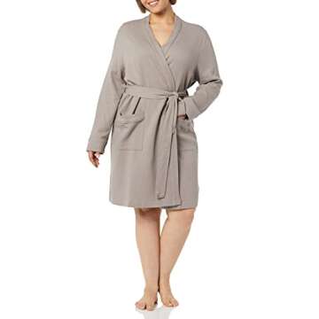 Amazon Essentials Women's Waffle Mid-Length Robe in Smokey Grey