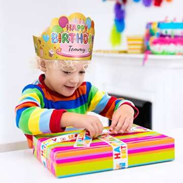 Yunsailing 36 Pcs Happy Birthday Crowns for Kids Paper Birthday Hat Crowns for Classroom Gifts Kids' Party(Pink, Yellow, Blue)