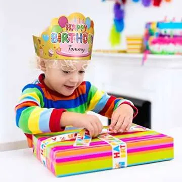 Yunsailing 36 Pcs Happy Birthday Crowns for Kids Paper Birthday Hat Crowns for Classroom Gifts Kids' Party(Pink, Yellow, Blue)