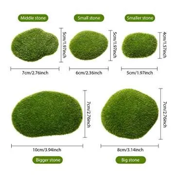 TecUnite 20 Pieces Green Artificial Moss Rocks Decorative Faux Moss Covered Stones (5 Size)