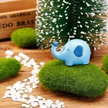TecUnite 20 Pieces Green Artificial Moss Rocks Decorative Faux Moss Covered Stones (5 Size)
