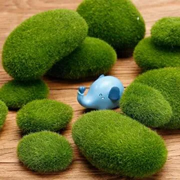 TecUnite 20 Pieces Green Artificial Moss Rocks Decorative Faux Moss Covered Stones (5 Size)
