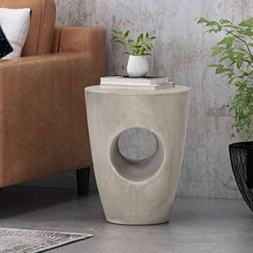 Christopher Knight Home Samuel Indoor Contemporary Lightweight Accent Side Table, Samue,Concrete Fin...