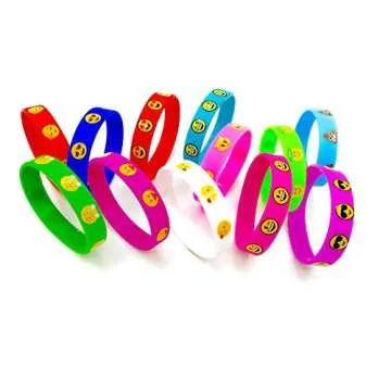 OHill 48 Pack Silicone Wristbands Bracelets Kids Birthday Party Supplies Favors Prize Rewards, Kids Size