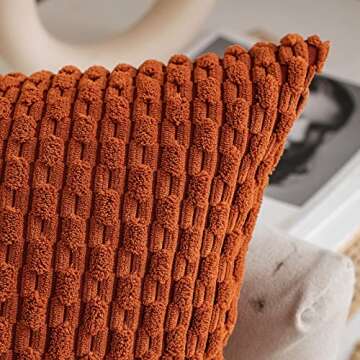 EMEMA Fall Throw Pillow Covers Soft Corduroy Decorative Boho Striped Pillowcases Square Cushion Case...