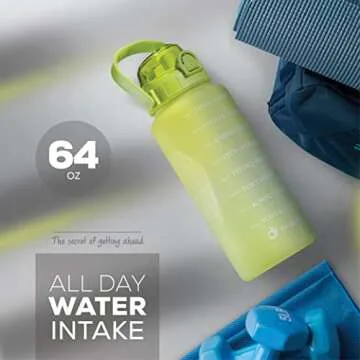 Motivational Water Bottle 64 oz for All-Day Hydration