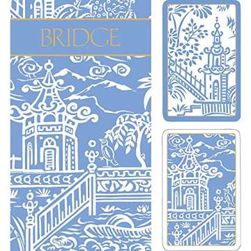 Caspari Pagoda Toile Bridge Gift Set - 2 Playing Card Decks & Score Pads