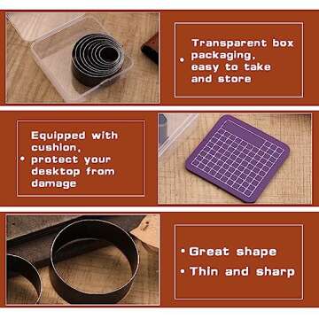8 Pcs Leather Circle Cutter Tool Set, Leather Punch Set, High Carbon Steel Round Leather Craft Punching Tools for DIY Leather Craft, Leather Punching Die Set, 8 Sizes 20 25 30 35 40 45 50 55mm