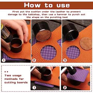 8 Pcs Leather Circle Cutter Tool Set, Leather Punch Set, High Carbon Steel Round Leather Craft Punching Tools for DIY Leather Craft, Leather Punching Die Set, 8 Sizes 20 25 30 35 40 45 50 55mm