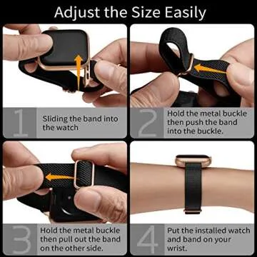SICCIDEN Slim Stretchy Bands Compatible with Apple Watch Band 42mm 41mm 40mm 38mm, Women Elastics Nylon Thin Strap for iWatch SE2 SE Series 10 9 8 7 6 5 4 3 2 1 (Black/Rose Gold)