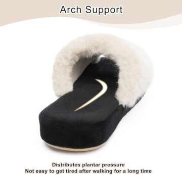 GOEWY Cozy House Slippers for Women Indoor Outdoor with Memory Foam Open Toe Fuzzy Womens Slide Slippers Sandals Arch Support House Shoes