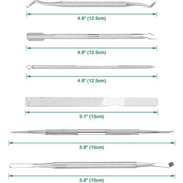 6-Pack Ingrown Toenail File and Lifters, Professional Surgical Stainless Steel Ingrown Toenail Remov...